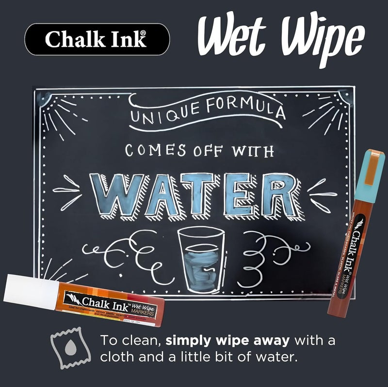 Chalk Ink Markers طباشير بيضاء - علامات طباشير احترافية برأس رفيع - ألوان جافة سريعة تدوم طويلاً - أقلام طباشير سائلة قابلة للمسح الرطب (أبيض، 1 مم، عبوة 2) - Image 4